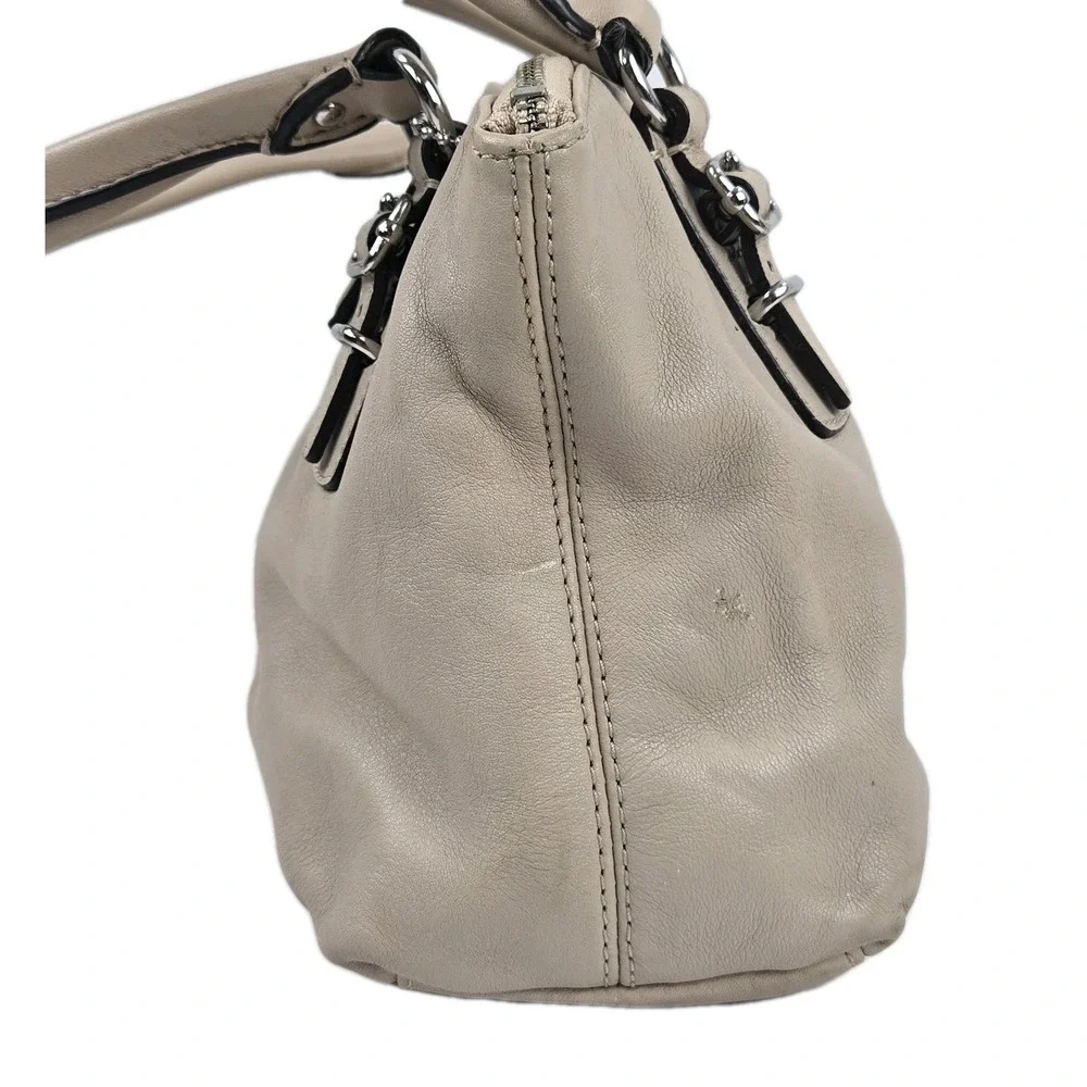 Coach Madison Mini Shoulder Bag Y2K Beige Leather Satchel Purse Buckles Vtg Y2K